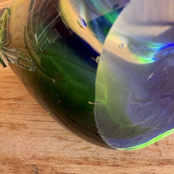 Blue Green Clear Glass Tropical Fish Paperweight Figure 5” Tall Polished Bottom - Picture 10 of 13